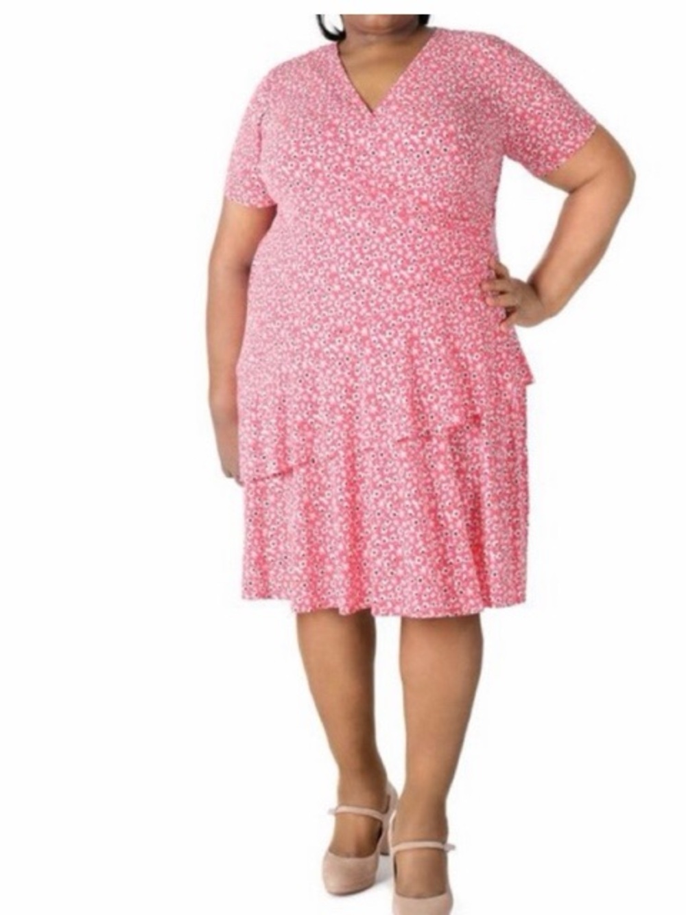 Signature By Robbie Bee Floral Surplice Fit And Flare‎ Dress